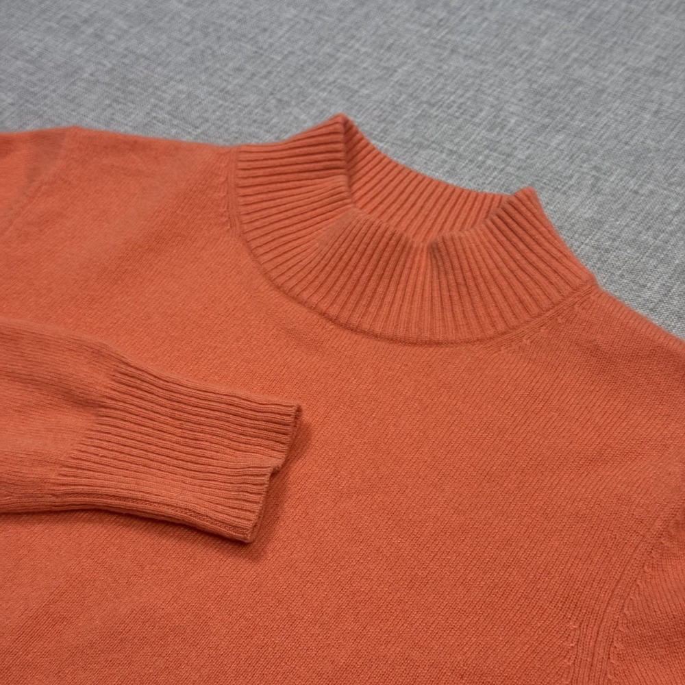 Investments Pullover Sweater Womens XS Orange 100% Cashmere Mock Neck Tight-Knit
